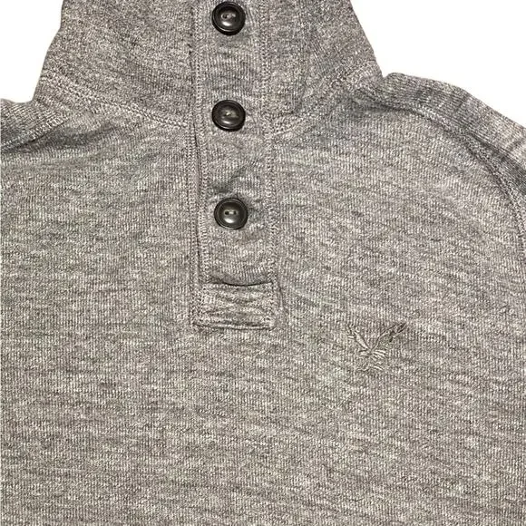 American Eagle Gray Button Up Turtle Neck Long Sleeve Shirt in XS Adult - Picture 2 of 5